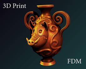 Eber-cup Kunst 3dprint drucken 3d highpoly zbrush creality fdm ender3 bedruckbar ist render Skulptur statue boar cup Skulpturen 3d print model - Mito3D