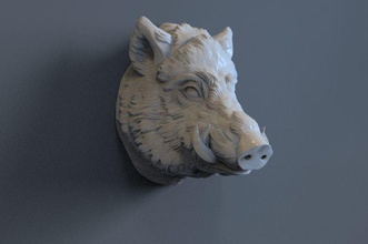 sanglier tête animal sculptures porc statue mammifère bague argent ferme sauvage ouest chasse chasseur cerf or nature art 3d print model - Mito3D