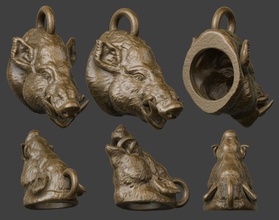 boar pendant tags model animals mammal mammals wild pig swine warthog fur hair rig rigged hunting hunter animal wood jewelry pendants 3d print model - Mito3D