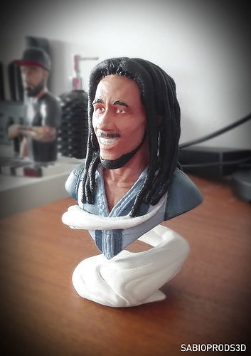 bob Marley büst model 3d sabioprods Bobmarley heykel Vesika Sanat müzik reggae Busto şekil adam baş heykeller 3D print model - Mito3D