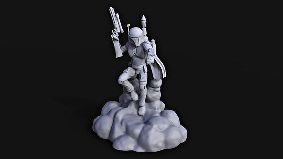 boba fett fighting - star wars miniature mandalorian grogu din djarin bo katan games toys 3d print model - Mito3D