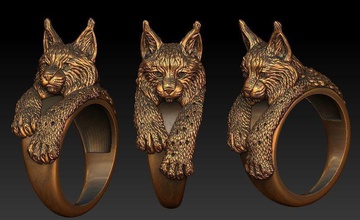 bobcat ring cat statue decoration sculpture silver antique jewelry rings 3d print model - Mito3D