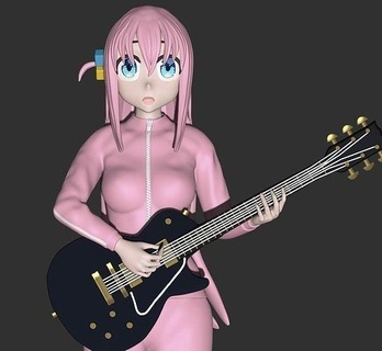 ağızlar Kaya anime şekil heykel manga karakter gitar grup Sanat heykeller 3d print model - Mito3D