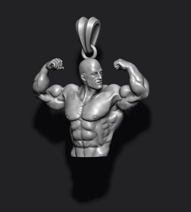 bodybuilder anhänger juwel schmuck muskel fitness held superheld stark muskulös eisen muskulatur körper baumeister 3D print model - Mito3D