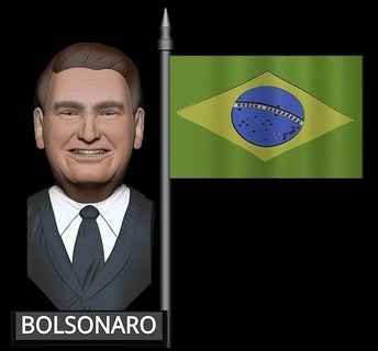bolsonaro bust 3d zbrush modeling likness mito brazil 2022 flag flagbrazil mast statue brasil art3d sculpure realist art sculptures 3d print model - Mito3D