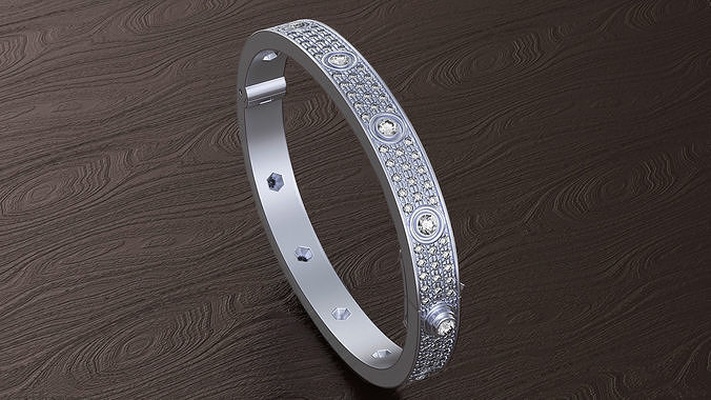 boulon bracelet paver diamant femme homme gemmes or argent métal luxe vis bijoux bracelets imprimable platine brillant mode 3d print model - Mito3D