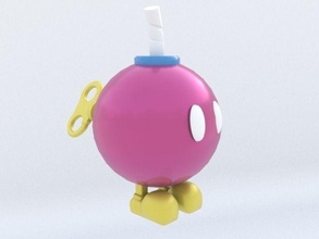 bomba omb súper mario rosado imprimible personaje dibujos animados juego videojuego nintendo 64 juguete cañón juegos juguetes 3d print model - Mito3D