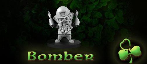 bomber leprechauns bomb crazy fantasy football game blood bowl bloodbowl tabletop beard molotov funny cartoon boardgame rpg miniature supports games toys 3d print model - Mito3D