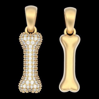 bone clip pendant silver gold printable jewelry 3d model design zbrush trend fashion fantasy wedding statue sculpture necklace dog pendants 3d print model - Mito3D