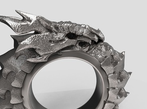 bone dragon ouroboros 3d print model ring fantasy 3dprint fictional creature monster printable jewel gold silver myth beast reptile chinese jewelry rings 3d print model - Mito3D