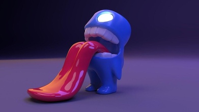 booble open mouth toy plastic figure conceptual blue art idea sculture teeth games toys 3d print model - Mito3D