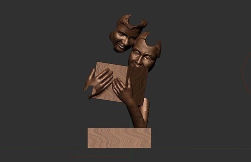 book reading modern art couple face statue figurine people character human person man male elegant suit sitteing kiss decoret model child boy white sculptures 3d print model - Mito3D