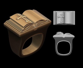 prenota anello libro bibbia gioielli oro argento gioiello modello di stampa stampabile anelli 3d print model - Mito3D