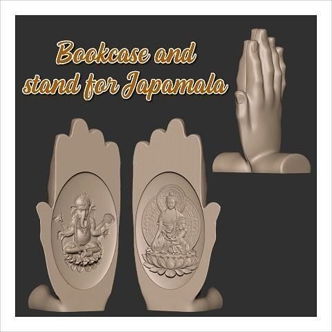 Bücherregal Stand Japamala Symbol Religion Hand Kunst Buddha Deko religiou Objekt Haus Dekor 3D print model - Mito3D