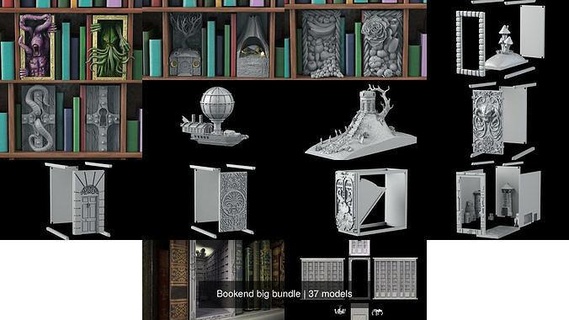 bookend big bundle book library house booknooks fantasy toys scenic games accessories 3d print model - Mito3D
