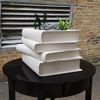 libros maceta plantador decoración leer casa escribir citar escritura 3d print model - Mito3D