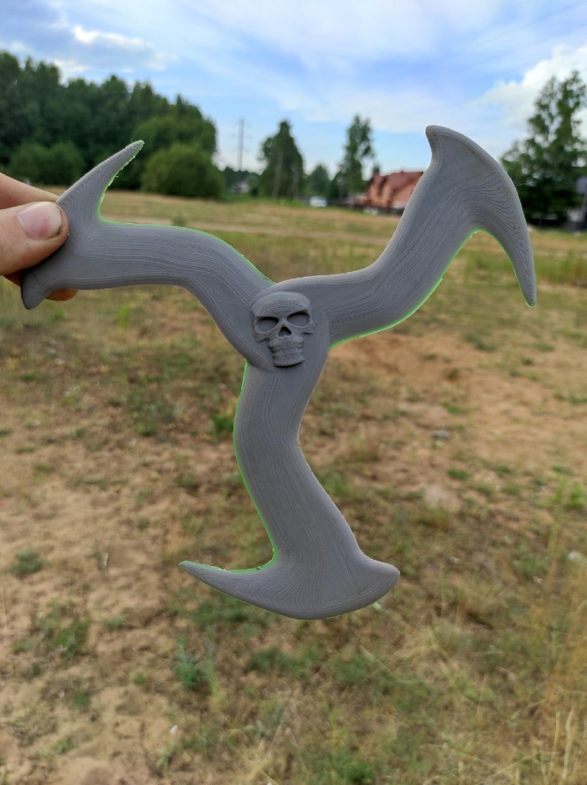 boomerang whith schädel rabatt fliege fliegenscheibe spiel sommer cosplay park himmel draußen natur spiele spielzeuge 3D print model - Mito3D