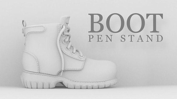 stivale penna In piedi 3d pittura scarpa scarpe regalo scrivania superiore oggetti collezione miniature mostrare pezzo bianca verniciabile passatempo Fai 3d print model - Mito3D