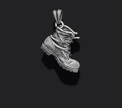 old boot pendant leather boots brown shoes dirty shoe worn clothing footwear pair vintage retro realistic fashion grunge necklace 3d clothes jewelry pendants 3d print model - Mito3D