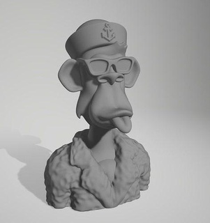 bored ape bust - pimp captain bayc nft crypto bitcoin ethereum yacht club 3d stl seaman art sculptures 3d print model - Mito3D