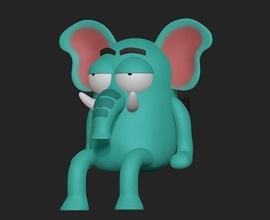 ennuyeuse l'éléphant 3d impression personnage jouets Jeux dessin animé miniatures imprimable sculpture Jeu statue 3dprint art fantaisie 3d print model - Mito3D