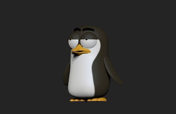 entediante pinguim 3d impressão personagem desenho animado arte brinquedo fofa animal miniaturas pássaro pinguins estátua animais jogos 3D print model - Mito3D