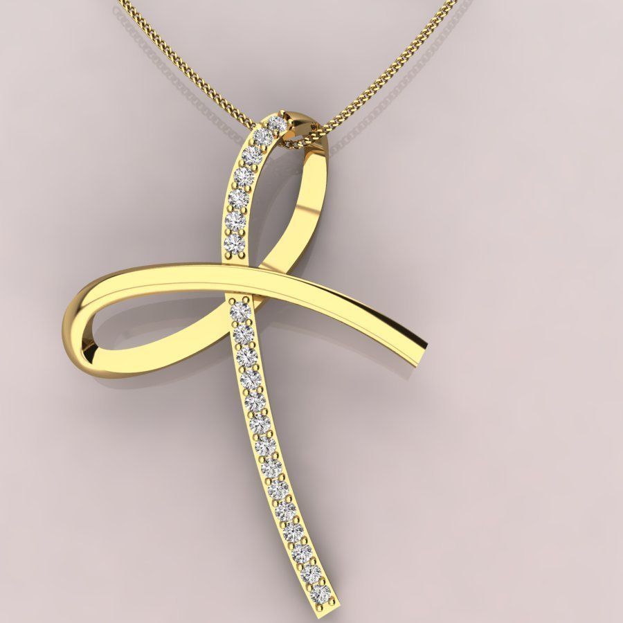 bow diamond pendant necklace gold silver beautiful design ring engagament jewelry heart pendent vintage women yellowgold whitegold twist render rhino pendants 3D print model - Mito3D