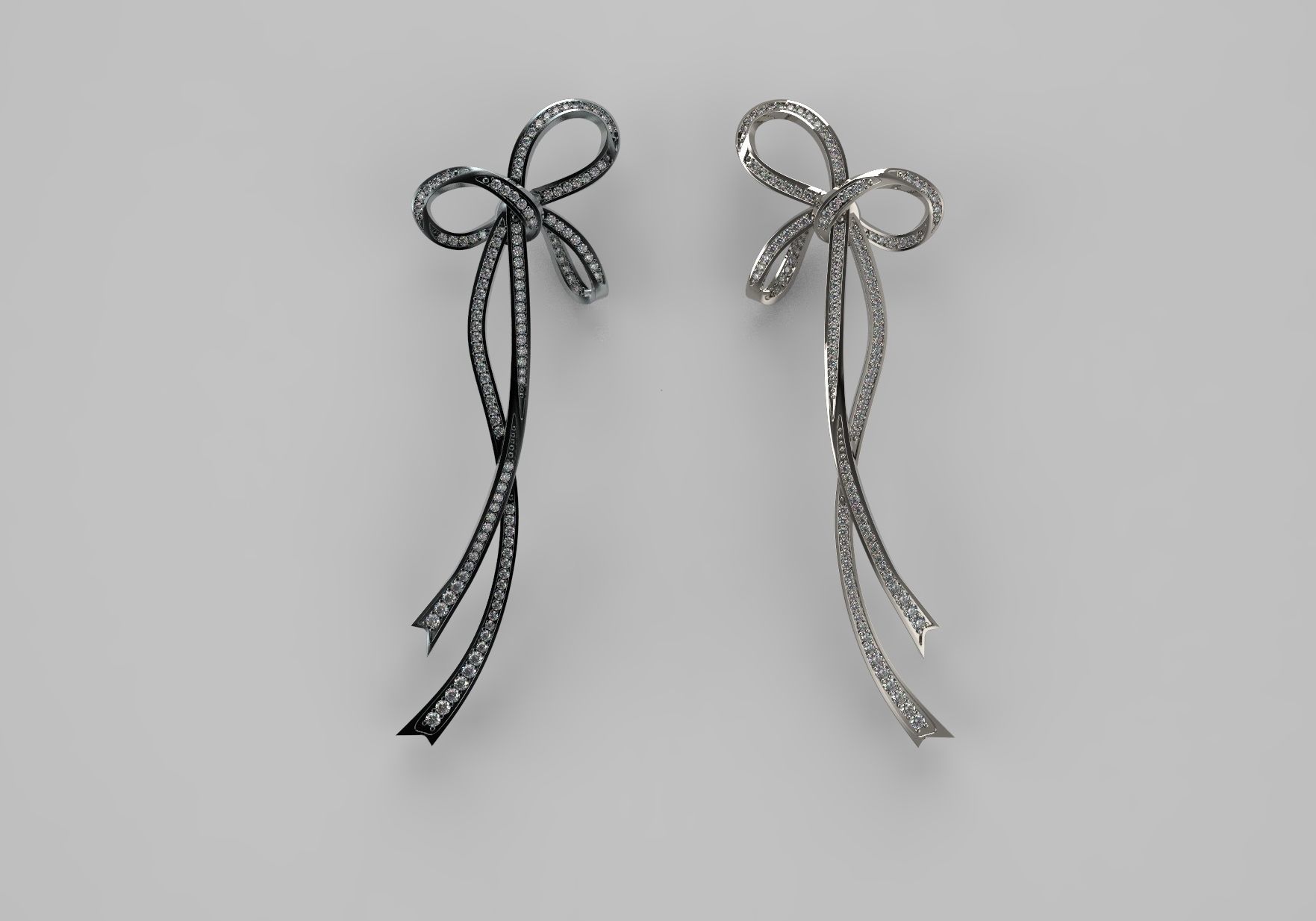 bow earring diamonds jewelry art platinum diamond ear woman jewel design silver gold earrings 3D print model - Mito3D