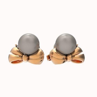 bow pearl stud earrings gold egg jewelry silver bowstuds 3d modeling creative design prototiping rendering animation 3dprint stone gem 3d print model - Mito3D