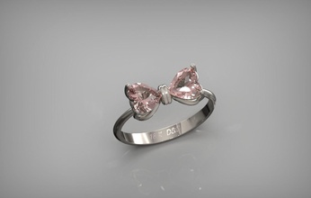 bow ring heart stone jewelry bowring diamond heartring 3d 3dprinter rings 3d print model - Mito3D