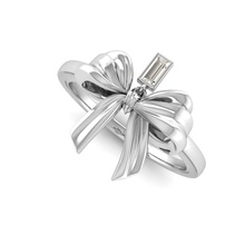 bow ring ribbon jewelry rings silver printable diamond baguette jewel charm 3d print model - Mito3D