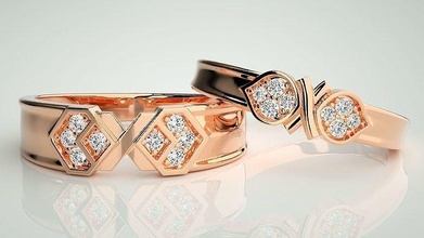 arco Corbata Pareja banda anillo 3dm stl Boda compromiso joyería imprimible joya diamante oro anillos novia novio 3d print model - Mito3D