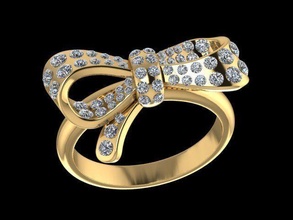bow tie ring luxury platinum jewelry gem printable diamond modern brilliant fashion engagement gold rings 3d print model - Mito3D