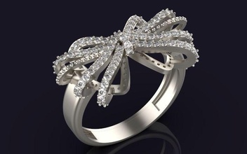 Bogen Krawatte Ring Schmuck Gold Silber druckbar Diamant Juwel Hochzeit Engagement Mode brillant Weiß engagem 3dmodel Mohamad 3d print model - Mito3D