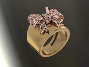 arco Corbata anillo lujo platino imprimible diamante moderno brillante Moda compromiso oro anillos joyería joya 3d print model - Mito3D