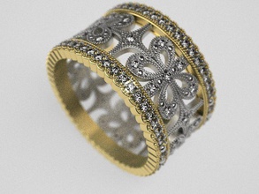 arc anneau de mariage - original bijoux l'anneau riche les diamants élégant délicat cher la dentelle lacy le voile anneaux bande design 3d print model - Mito3D