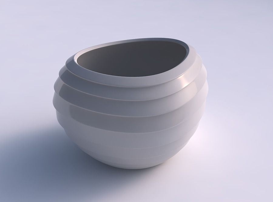 bowl compressed 2 horizontal inverted layers house decor 3D print model - Mito3D