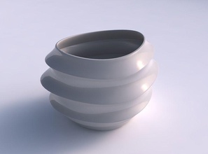 bowl compressed 2 pronounced horizontal sections house dish decor architectural decoration 3d print model - Mito3D