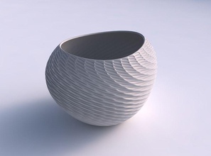 bowl compressed 2 twisted diagonal grid dents house decor 3d print model - Mito3D