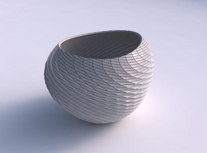 tigela comprimido 2 torcido diagonal rede pratos casa decoração 3d print model - Mito3D