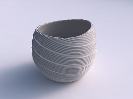 bowl compressed 2 twisted extruded lines house decor 3d print model - Mito3D