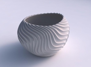 bowl compressed 2 wavy extruded lines 3 house decor 3d print model - Mito3D