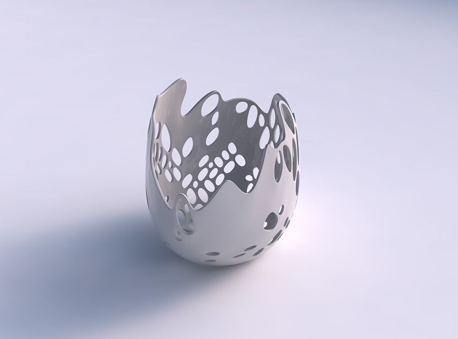 tigela comprimido 3 bolhas de buracos a casa decoração 3D print model - Mito3D