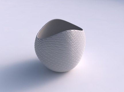 bowl compressed 3 twisted diagonal grid bulges house decor 3d print model - Mito3D
