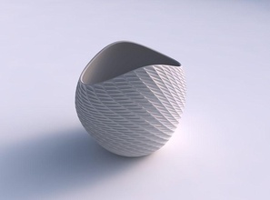 bowl compressed 3 twisted diagonal grid dents house decor 3d print model - Mito3D