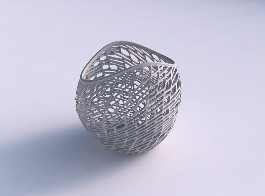 bowl compressed 3 twisted lattice tiles house dish decor architectural decoration 3D print model - Mito3D