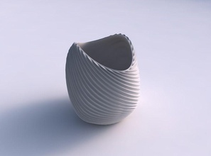 cuenco comprimido 3 ondulado extruido líneas 2 plato decoración arquitectónico casa 3d print model - Mito3D