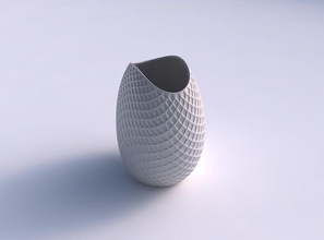 bowl compressed diagonal grid dents house decor 3d print model - Mito3D