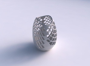 bowl compressed diagonal grid lattice 3 house decor 3d print model - Mito3D