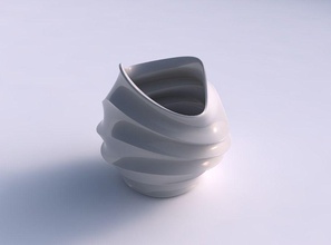 bowl compressed pronounced twisted horizontal sections house dish decor architectural decoration 3d print model - Mito3D
